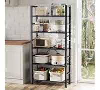 Sweetcrispy Étagère de stockage à 5 niveaux Étagère de cuisine Étagère à livres de style industriel,Étagère sur pied dans le salon Étagère de cuisine en MDF métal Étagère échelle étroite
