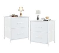 Sweetcrispy Lot de 2 Tables de Chevet - Table d'appoint - Armoire à tiroirs en Tissu - Armoire étroite - Commode Chambre à Coucher - Style Industriel pour Salon, Chambre d'enfant, Couloir - Blanc