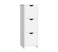 Sweetcrispy Meuble de Salle de Bain étroit, Colonne de Rangement avec 3 tiroirs, Blanc Brillant, Grand Espace de Stockage, Meuble sur Pied, 32 x 30 x 81 cm