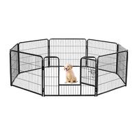 Sweetcrispy Parc de jeu pour chien d'intérieur - Clôture pour chiot - Enclos d'exercice pour portail de cour - 8 panneaux de 61 cm de hauteur - Cage robuste avec portes en métal pour camping,
