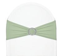 SweetEver SweetEasy Lot de 50 écharpes de Chaise en élasthanne Vert Sauge, Fabrication Durable, nœuds Extensibles avec Boucle Extensible pour fête de Mariage, Banquet, événement, fête prénuptiale,