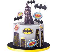 Sweetfanaberia | Décoration de gâteau Batman 2D - 15 pièces - Motifs colorés - Parfait pour les anniversaires d'enfants