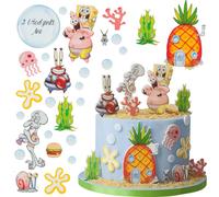Sweetfanaberia | Décoration de gâteau Bob l'éponge - 27 pièces - Comestible - Décoration de gâteau créative - Opatek