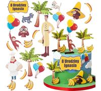Sweetfanaberia | Décoration de gâteau Coco, le singe curieux - 19 pièces - Décoration de gâteau comestible - Incl. panneau