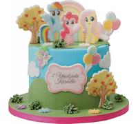 Sweetfanaberia | Décoration de gâteau My Little Pony - 16 pièces - Fait à la main - Décoration de gâteau comestible