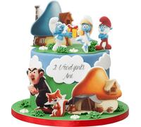 Sweetfanaberia | Décoration de gâteau SchtroumpfY - 14 pièces - Personnages en sucre colorés - Fait à la main et prêt à décorer