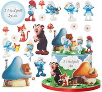Sweetfanaberia | Décoration de gâteau SchtroumpfY - 16 pièces - Comestible - Coloré et créatif