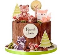 Sweetfanaberia | Décoration de gâteau Woodland - 16 pièces - Fait main - Motifs d'animaux mignons