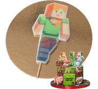 Sweetfanaberia| Figurine de gâteau ALEX MINECRAFT - 5 cm x 9 cm - Décoration comestible - Fait main