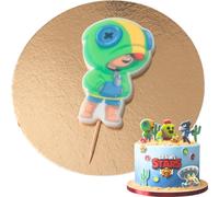 Sweetfanaberia| Figurine pour gâteau LEON BRAWL STARS - 4,5 cm x 7 cm - Décoration comestible pour gâteau - Fait main