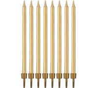 Sweetfanaberia | Longues bougies d'anniversaire dorées 12 cm, décoration de gâteaux, 12 pcs.