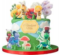 Sweetfanaberia| Set de décoration de gâteau Que l'abeille 2D - 12 pièces - Décoration de gâteau comestible - Fait main
