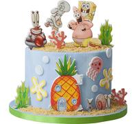 Sweetfanaberia | Set de décoration de gâteau SPONGEBOB - 18 pièces - Décoration de gâteau comestible - Personnages colorés