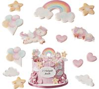 Sweetfanaberia | Set de décoration pour gâteau Licorne 14 pièces - Figurines comestibles - Avec plaquette d'identité e