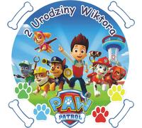 Sweetfanaberia | Set de décoration pour gâteau, set de gaufrettes pour gâteau - Paw Patrol, ton texte + 8 personnages, gaufrette imprimée