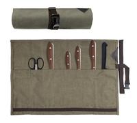 Sweetfularyeen Malette Couteaux, Rangement en Rouleau Pliable, 8 Compartiments, Jusqu'à 10 cm de Couteau, Sac de Couteau du Chef, Fixation de Cordon Enveloppant, Adapté au Camping, Cuisine, etc