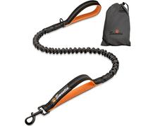 Sweetie Bungle Laisse Chien Bungee - Amortisseur Anti Traction, Double Poignée Traffic Handle, Réglable 100-150 cm - Laisse Chien Réfléchissante pour Chiens Moyens et Grands - Noir & Orange