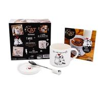 Sweetie Cat Blanc - Coffret Avec 1 Mug Et Son Couvercle, 1 Jolie Cuillère Et 1 Livre De Recettes