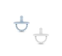 Sweetie Lot de 2 tétines pour bébé - La solution ultime pour une respiration facile et un confort ludique, design sensoriel et trois trous de circulation d'air (blanc/bleu clair)