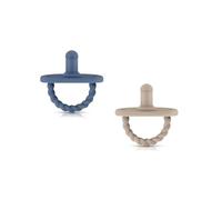 Sweetie Lot de 2 tétines pour bébé - La solution ultime pour une respiration facile et un confort ludique, design sensoriel et trois trous de circulation d'air (bleu marine/marron clair)