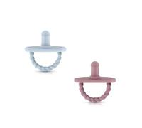 Sweetie Lot de 2 tétines pour bébé - La solution ultime pour une respiration facile et un confort ludique, design sensoriel et trois trous de circulation d'air (bleu clair-violet foncé)