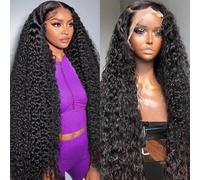 Sweetie Perruques de cheveux humains ondulés profonds de 81,3 cm de densité de 210 % - 33 x 10,2 cm - Cheveux humains bouclés profonds - Cheveux humains pré-épilés avec des cheveux de bébé