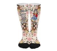 SweetJECCU Chaussettes de lecture personnalisées pour les amateurs de livres, chaussettes personnalisées, Just a Girl Who Loves Books Chaussettes pour rat de bibliothèque, Style 05, taille unique