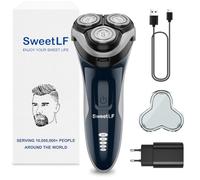 SweetLF Rasoir Electrique Homme Rechargeable Wet & Dry, Tondeuse à Barbe Haute Précision, Rasage avec 3D Têtes Rotatives, 100% Etanche&120 min d'Autonomie SWS7105 - Bleu Gris Foncé
