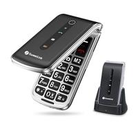 SweetLink F1PLUS GSM Téléphone Portable Senior Clapet Débloqué avec Grandes Touches, Fonction d'appel d'urgence SOS, Batterie 1000mAh, Lampe de Poche, Radio FM, écran Couleur 2,4", Noir (F1PLUS)