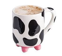 SWEETLO Tasse à café en céramique avec mamelles - Tasse à imprimé vache - 445 ml Taza de Vaca