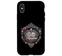 Sweetly Macabre Gothic Skull Bat Roses Floral Heart Design Coque pour iPhone X/XS