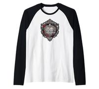 Sweetly Macabre Gothic Skull Bat Roses Floral Heart Design Manche Raglan