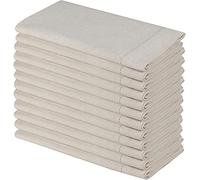 SweetNeedle - Pack of 12, Serviettes en Coton à la Main avec Dentelle à échelettes en Coton de créateur Fait à la Main, 50 x 50 cm, Couleur Naturelle - Aspect Lin Premium