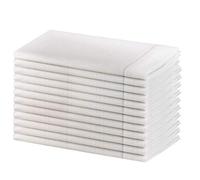 SweetNeedle - Paquet de 12 - Serviettes en Coton à la Main avec échelle et Dentelle à Couture 50 x 50 cm (20 x 20 po) de Couleur Blanche - Aspect Lin Premium - 100% Fibres Naturelles, Cellulose