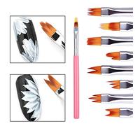 Sweetness 8 PièCes SéRies Ensemble de Stylos de Peinture de Couleur Rose PéTale Stylo Pinceau à Ongles Brosse à Ongles Courte