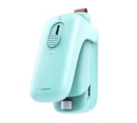 Sweetness Mini scelleuse de sac avec couteau à découper, chips de collation, scelleuse de en plastique, scelleuse à chaud avec cutter, mini capsuleur portable, vert cyan, , facile à