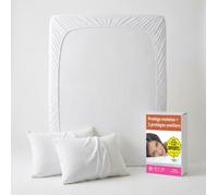 Sweetnight - Lot Protège-Matelas 140x190 + 2 Protège-Oreillers 65x65 - Bouclette Éponge Coton Absorbante - Forme Drap Housse