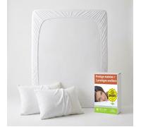 Sweetnight - Lot Protège-Matelas 160x200 + 2 Protège-Oreillers 65x65 - Bouclette Éponge Coton Absorbante - Forme Drap Housse