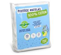 Sweetnight - Protège Matelas 140x190 cm - Molleton 100% Coton - Traitement Végétal Anti-Acariens Greenfirst - Silencieux