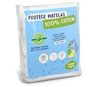 Sweetnight - Protège Matelas 160x200 cm - Molleton 100% Coton : Doux et Soyeux - Traitement Végétal Anti-Acariens Greenfirst - Protection Respirante Douce et Silencieuse
