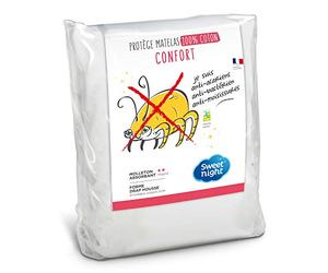 Sweetnight - Protège matelas 180x200 cm | Alèse Anti Acariens | Molleton 100% coton | Silencieux et Respirant | Compatible Grands Bonnets