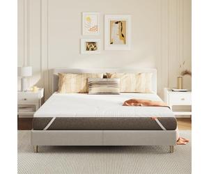 Sweetnight Surmatelas en Gel 90 x 190 x 5 cm, avec Housse Amovible et Lavable, Matelas en Mousse à mémoire de Forme 90 x 190 x 5 cm, avec Sangles élastiques, Blanc