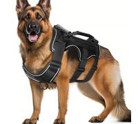 Sweetone Harnais Chien Réfléchissant Réglable Arnet pour Chien en Y avec 3 Poignée Contrôle, Harnais Tactique pour Chien Moyen, Large, Noir (XL)