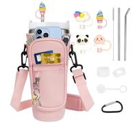 Sweetone Stanley Cup Accessoires Sac de Transport 40 oz, Bag pour Stanley Cup avec Protections Anti-fuites en Silicone, 4 Couvertures de Paille, 2 Pailles Réutilisables pour Voyage, Camping