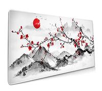 Sweetshow Tapis de souris japonais Sakura et fleur cerisier - 80 x 40 cm Large Rose Base en caoutchouc antidérapant Bords cousus Imperméable Pour jeux bureau à domicile XL, Extended X-Large