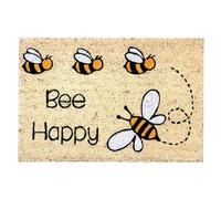 SWEETSOL-Tapis brosse en coco beige imprimé abeilles Sweetsol Bee happy - 60 x 40 cm