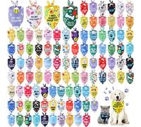 Sweetude Lot de 100 bandanas à carreaux pour chien et chat avec légendes réglables et lavables pour chiens de petite et moyenne taille (vif)
