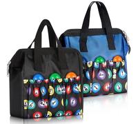 Sweetude Lot de 2 sacs fourre-tout avec poignée et fermeture éclair avec 6 poches extérieures et 3 poches intérieures, Noir/bleu, Large, Sac fourre-tout décontracté