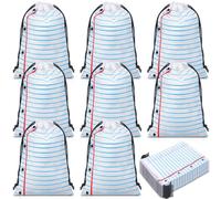 Sweetude Lot de 24 sacs à cordon de serrage - 25,4 x 17,8 cm - Cadeau de remise de diplôme - Réutilisables - Cadeau pour le premier jour d'école - Fournitures de fête d'anniversaire (blanc, carnet)