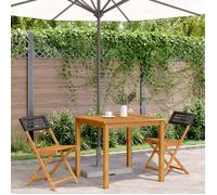 ""SWEETY"" Chaises de bistrot lot de 2 noir bois massif d'acacia et rotin - anticorrosion - 10kg CJ1018